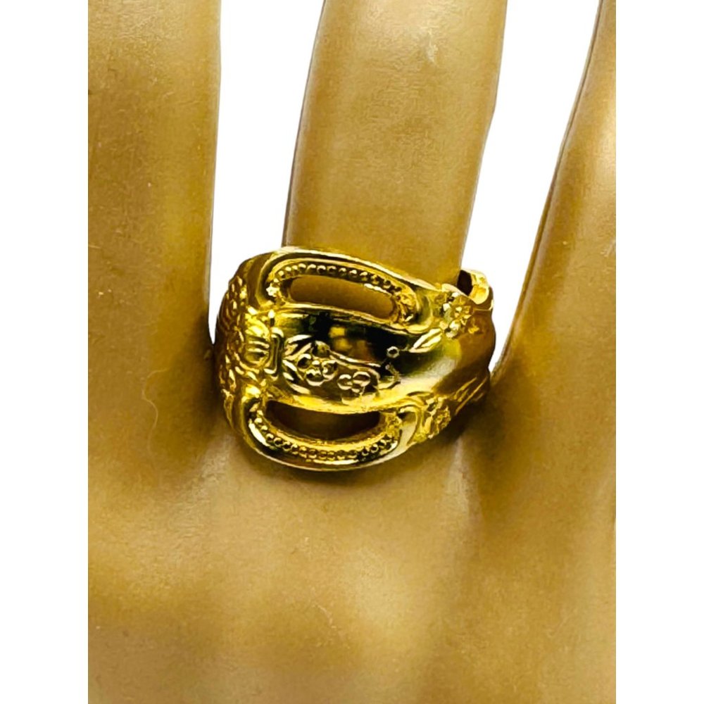 King Arthur’s Gold Electroplated Artisan Spoon Ring Size 6.75 Upcycled in USA